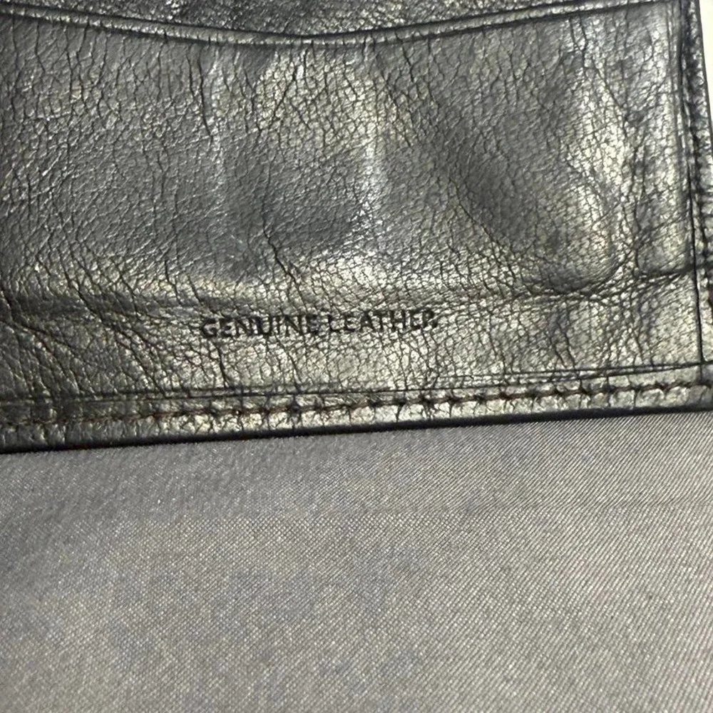 Black Genuine leather wallet with embossed skin texture